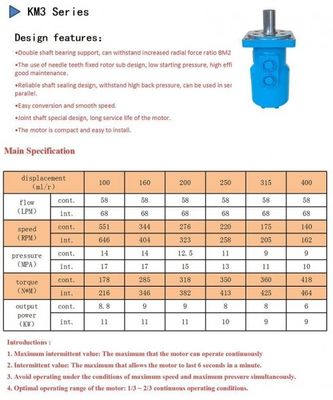 खरीदें KM3 हाइड्रोलिक ब्रेक मोटर्स 100ML / R ड्रिलिंग रिग मोटर कम शोर online manufacture